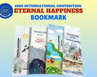 JW 2026 International Convention Bookmark | Eternal Happiness | Personalized Location | JW Gift | 4 Languages | Souvenir