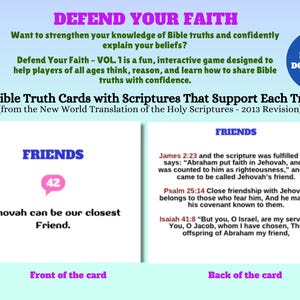 Defend Your Faith – VOL. 1 | 52 Cards Bible Game | JW Printable | Games | Family worship | JW Ministry ***  Instant Download