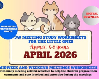 JW-werkbladen kindervergadering april 2026 | 5-8 jaar | Midweekweekend (pdf-download)