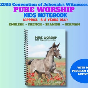 Convención TJ 2025: Adoración Pura ~ Cuaderno infantil (6-8 años) con muchas actividades. Disponible en inglés, francés, español y alemán. Regalos TJ.