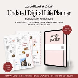 2025 Undated Digital Life Planner for GoodNotes & Notability, Minimalist Planner, iPad Android Planning, Weekly Daily Journal Template