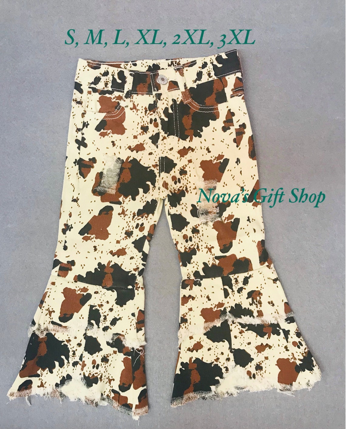 cow print bell bottoms womens
