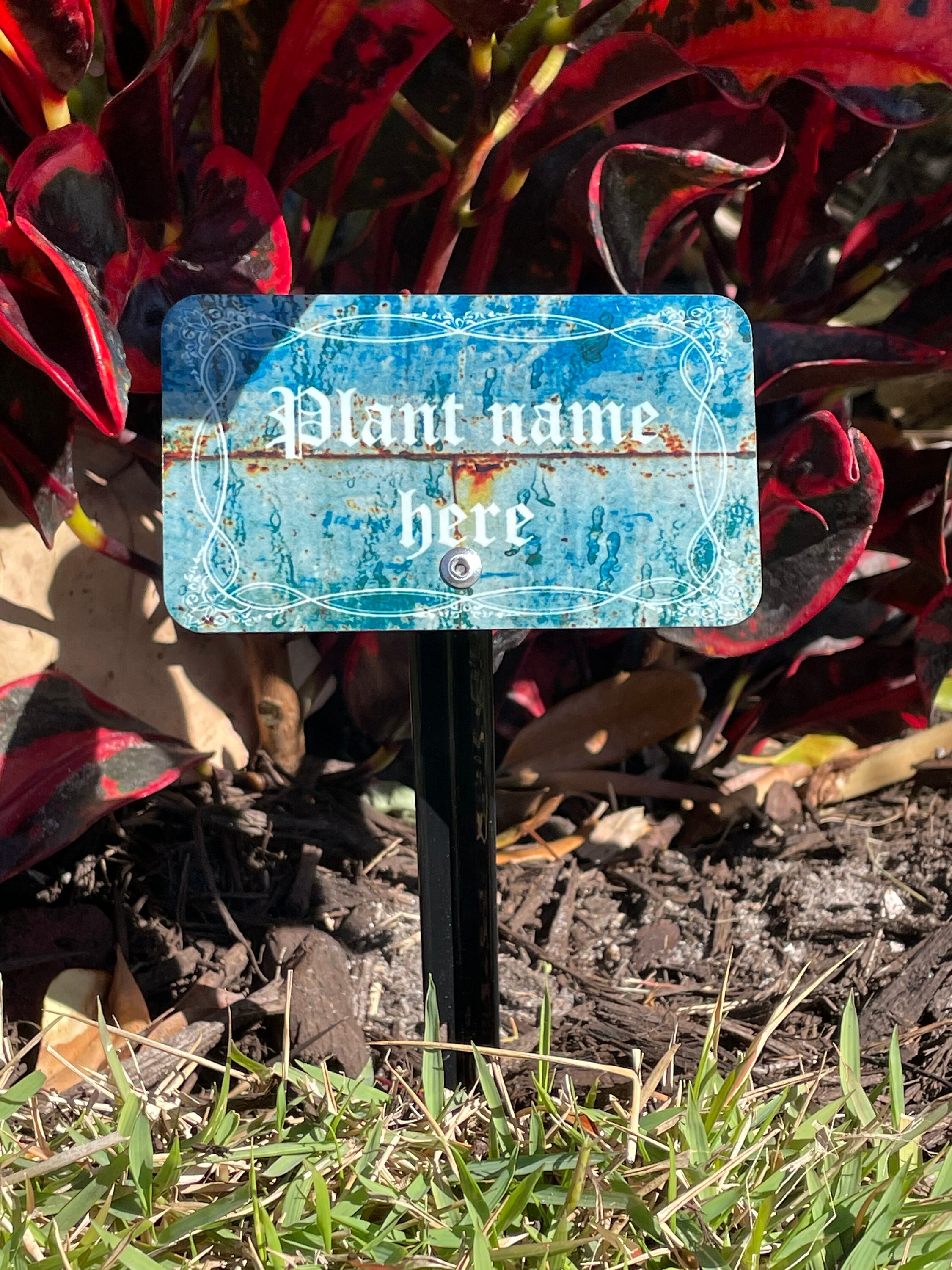 Custom metal garden plant identification marker/tag with blue Etsy