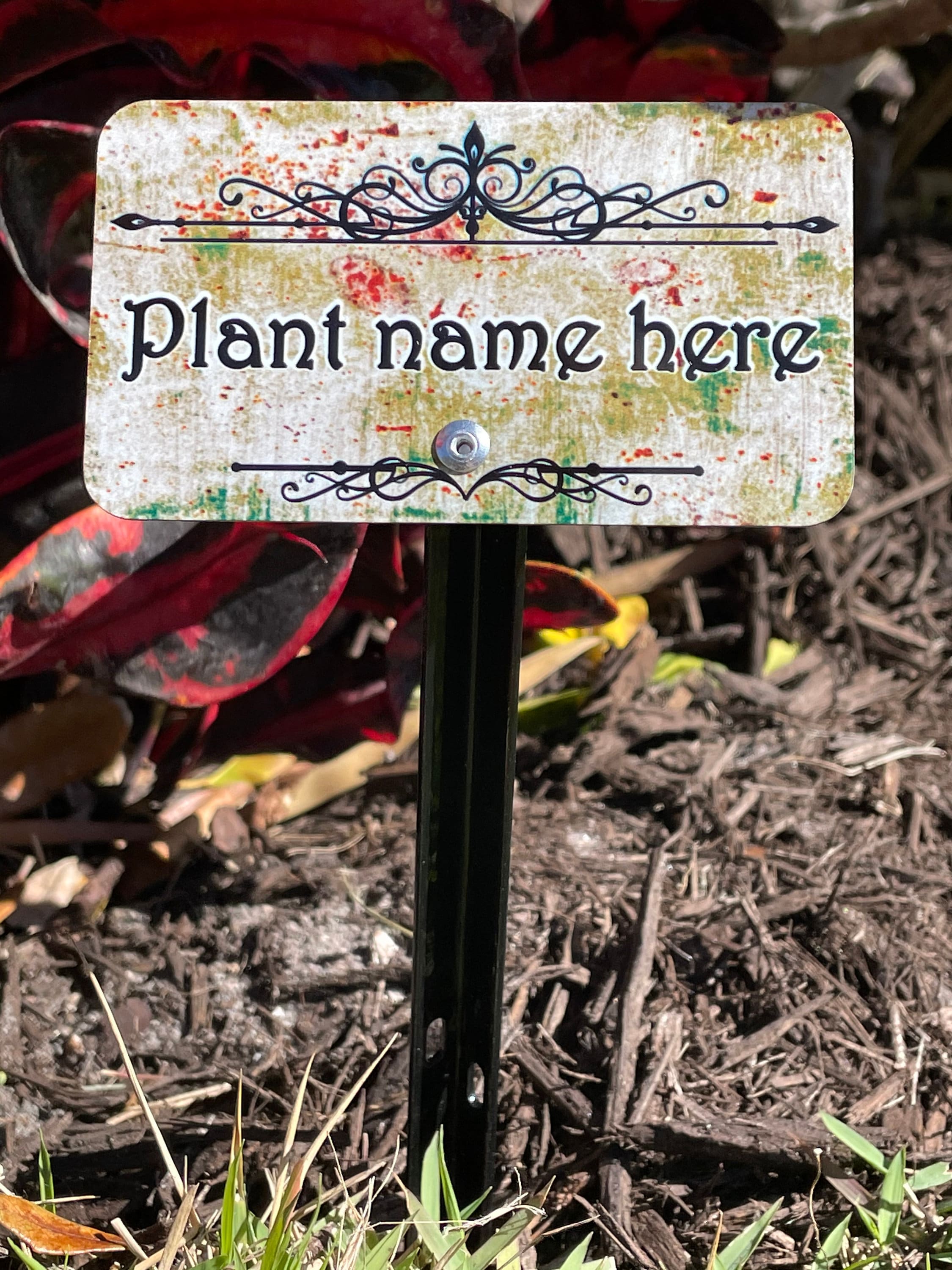 Plants Custom metal plant identification marker Brushed aluminum and chrome stake. Home & Living