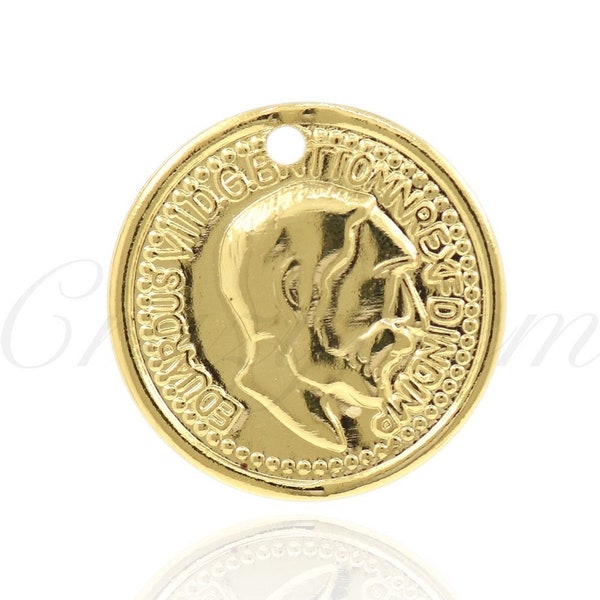 18K Gold Filling Coin Pendant Disc Charms,Coin Pendant Necklace,DIY Jewelry Making Supplies 12.5mm