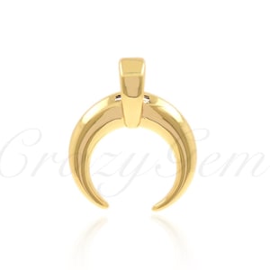 18K Gold FilledBuffalo Horn Anhänger,Kleiner Horn Anhänger,Zierliche Doppel Horn Charm Halskette Armband,DIY Schmuck Zubehör 14x17,6x2,1mm