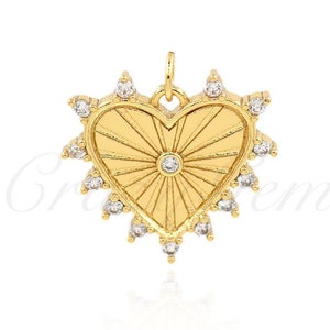 Pozłacany wisiorek z diabelskim okiem i diamentami, wisiorek z diabelskim okiem w kształcie serca, biżuteria typu statement, 21 x 19 mm