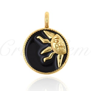 18K Gold Filled  Sun Pendant,Dainty Celestial Enamel Necklace,Sun Charm,DIY Jewelry Making 11mm