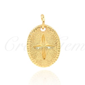 Simple Gold Plated Polaris Necklace Pendant, Oval Polaris Charm, Minimalist Jewelry, 15x11mm