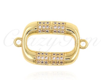 Gold Plated Rhinestone Rectangle Connector, Geometric Jewelry, DIY Jewelry Making Supply, 23x14mm
