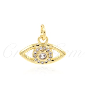 18k Gold Filled Evil Eye Charms,Simple Mini Eye Pendant for Handmade Making 14x10mm