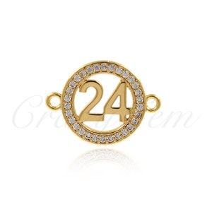 18K Gold Filled Number Connector,No. 24 Connector,Numbered Connector,Digital Charm,DIY Jewelry Supplies 18x13mm