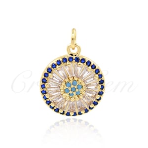 Turquoise Evil Eye Charms,18k Gold Filled Eye Pendant for Original Jewelry Making 15mm
