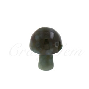 Moss Agate Gemstone Mushroom Charm,Mini Healing Crystal Mushroom Home Decoration 16x21mm