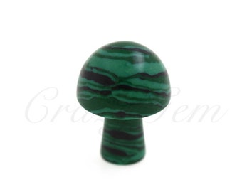 Malachite Gemstone Mushroom Charm,Mini Healing Crystal Mushroom Home Decoration 16x21mm