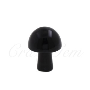 Black Obsidian Gemstone Mushroom Charm,Mini Healing Crystal Mushroom Home Decoration 16x21mm