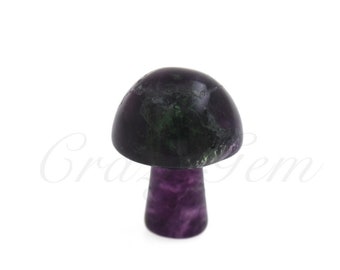 Natural Fluorite Gemstone Mushroom Charm,Mini Healing Crystal Mushroom Home Decoration 16x21mm