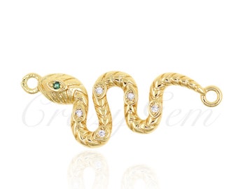 Dainty Gold Filled Snake Connector Links,18k Gold Animal Pendant Charms for DIY Jewelry Making 30x15mm