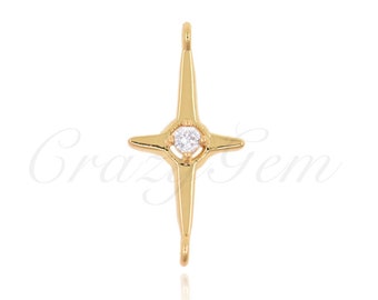 18K gold fillingCelestial North Star pendant, Star Necklace,North Star Jewelry, DIY Jewelry Supplies 18x8.5mm