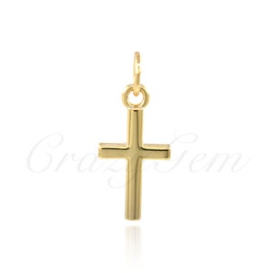 Simple Gold Plated Cross Pendant, Religious Jewelry for DIY Jewelry Making, 15x8mm