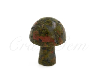 Unakite Gemstone Mushroom Charm,Mini Healing Crystal Mushroom Home Decoration 16x21mm