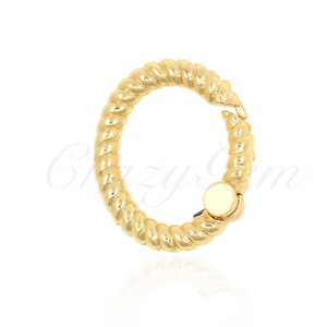 Brass Oval Spring Buckle, Gold Plated Oval Carabiner, Simple Bracelet Necklace Clasp, DIY Jewelry Making Supplies, 18x15x4mm