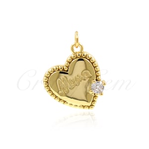 18k Gold Filled Mama Heart Pendant 13.6x16mm