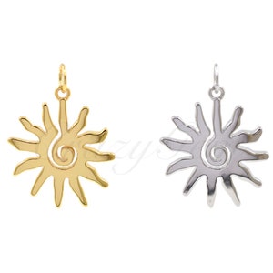 18K Gold Filled Spiral Sun Pendant,Sun Necklace,Good Luck Charm,DIY Jewelry Making Supply 18.5x22mm