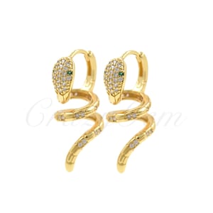 18k Gold Filled Snake Hoop Earrings,Dainty Animal Hoop Earrings for Simple Jewelry Making 31x16.5mm