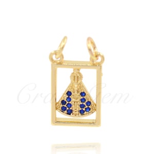 18K Filled Gold Inlaid Zircon Pope Necklace Pendant, Religious Jewelry for DIY Jewelry Making, 16x11mm