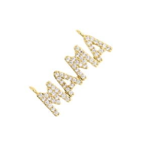 Inniger Gold MAMA Anhänger mit glitzernden Kristall Inlays - mütterlicher Anhänger für DIY Schmuck Kreationen, 12.7x27.3 mm