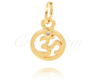 Messing vergulde zirkoon ronde ketting hanger, geometrische sieraden voor doe-het-zelf sieraden maken benodigdheden, 8 mm