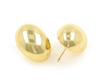 Pendientes semicirculares rellenos de oro de 18 quilates, pendientes geométricos simples para hacer joyas DIY 21x27mm