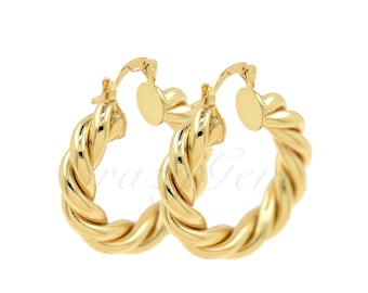 18K Filled Gold Twist Creolen, DIY Schmuckherstellung Zubehör, Geschenk für Sie, 35x30x7mm