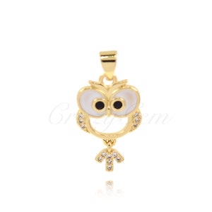 18K Filled Gold Zircon Frog Pendant, Frog Charm, Animal Jewelry, Fine Jewelry, 21x13mm