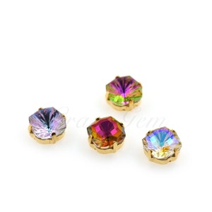 Square Crystal in Claw Beads,Multi-color Sew On Rhinestone Charm,for Personalized Jewelry Supplies