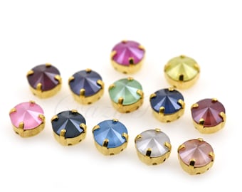 Faceted Crystal Beads,2 Hole Baguette Sew-on Stone,Sewing Rhinestone for DIY Handmade Accessories
