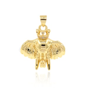 Pingente de elefante preenchido com ouro 18k, pingente de colar de animal rei para fazer joias diy 25x23mm