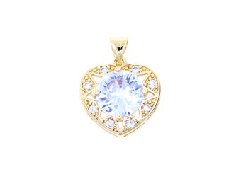 18K Gold Filled Heart Charm Ecklace,love Charm Gift for Her, DIY Jewelry Accessories 17x17mm