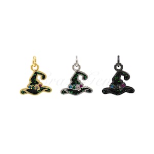 18K Gold Filled Magic Hat Pendant,Wizard Charm,Enamel Magic Hat Charm Necklace ,DIY Jewelry Making Supply  11x11x2mm