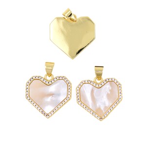 Delicate Gold Plated Zircon Heart Pendant, Heart Charm, DIY Jewelry Making Supplies, 18x18mm
