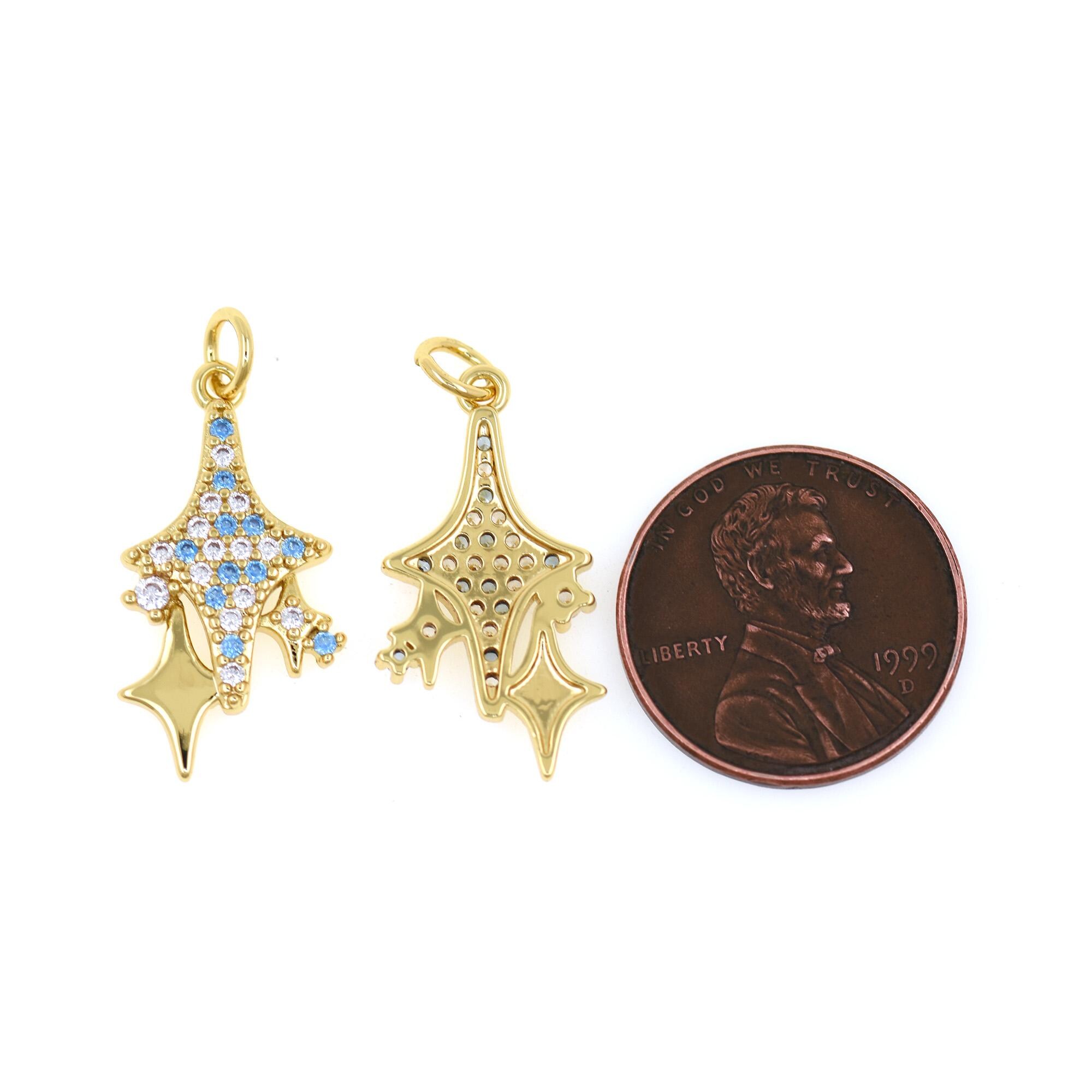 Glittering Comet Tail Pendant With Sparkling Blue CZ and Shooting