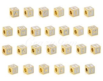 Rosa Emaille-Buchstaben-Quadrat-Perlen für Armbänder und Schmuckherstellung 6x6mm