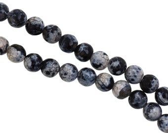 Perle diaspro a matrice nera opaca naturale, bracciale rotondo in pietra preziosa perline sciolte, risultati fatti a mano fai-da-da-fi