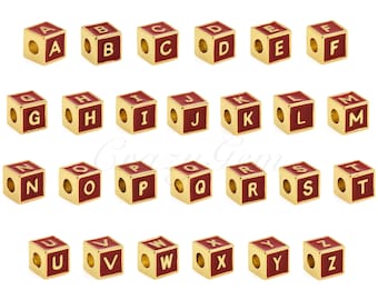 18k Gold Filled Cube Buchstaben Perlen für Armbänder und Schmuckherstellung 6x6mm