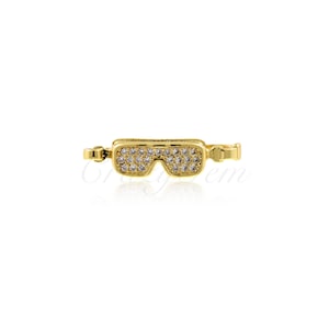 18K Gold Filled Glasses Pendant, Micropavé CZ Glasses Jewelry,Glasses Protection Charm, DIY Jewelry Supplies,  25x6.4x6mm