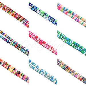 Neon Multicolor Vinyl Heishi Beads, African Polymer Clay Beads Disc Beads for Jewelry Making Charm