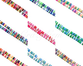 Neon Multicolor Vinyl Heishi Beads, African Polymer Clay Beads Disc Beads for Jewelry Making Charm