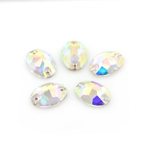 Oval Shape Sew On Stone,AB Color Glass Crystal Sewing Rhinestone for DIY Handmade Making