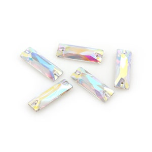 Faceted Crystal Beads,2 Hole Baguette Sew-on Stone,Sewing Rhinestone for DIY Handmade Accessories